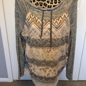Aztec design top with hood